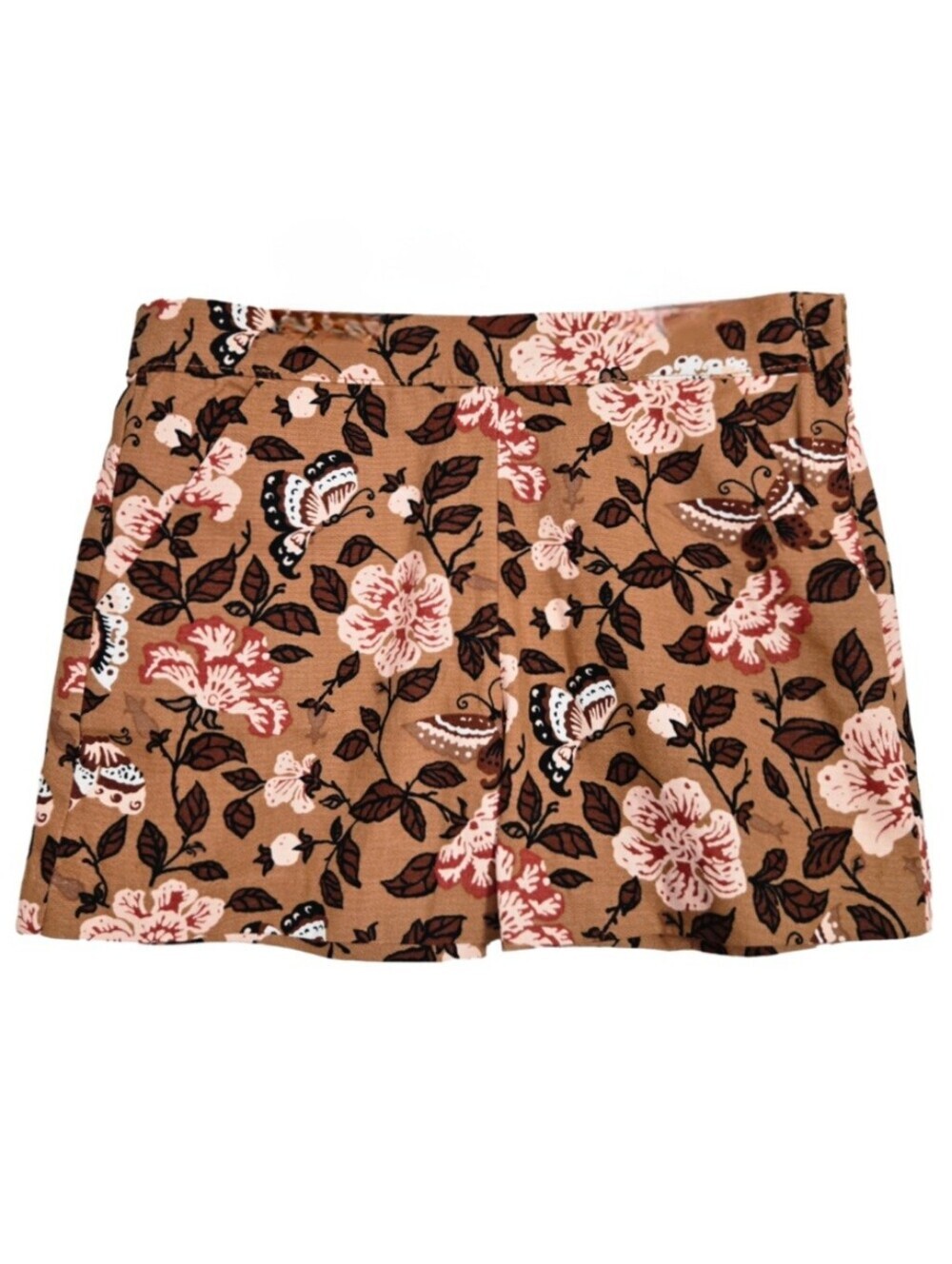 Janie and Jack Kids 100% Cotton Brown & Pink Floral Shorts, Size 10 ~ NWT